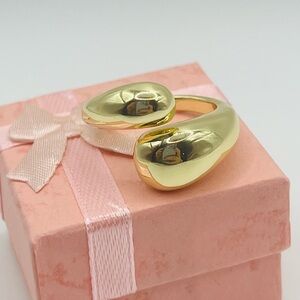 Drop Shaped Gold Ring, Stainless Steel and 18k Gold Plated , adjustable Ring